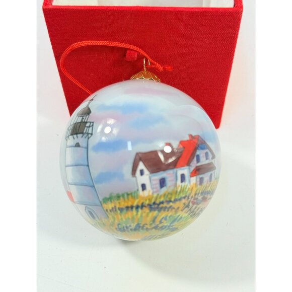 Glass Hand Painted ornament | Race Point MA Lighthouse Glass handpainted w Box - Picture 8 of 12